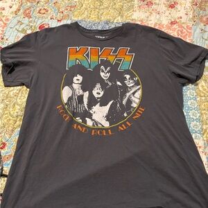 Kiss Black Graphic Tee with Orange & Teal Logo